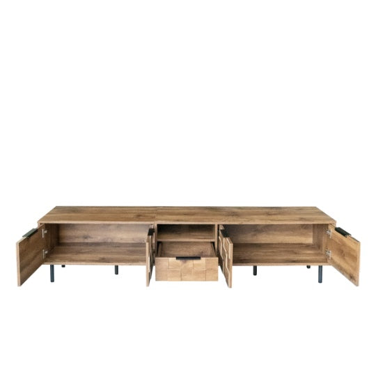 TV-Ständer 78 für 85 75 65 Zoll Fernseher, TV-Konsolen für das Wohnzimmer, Unterhaltungszentrum Holz TV-Medien mit Stauraum