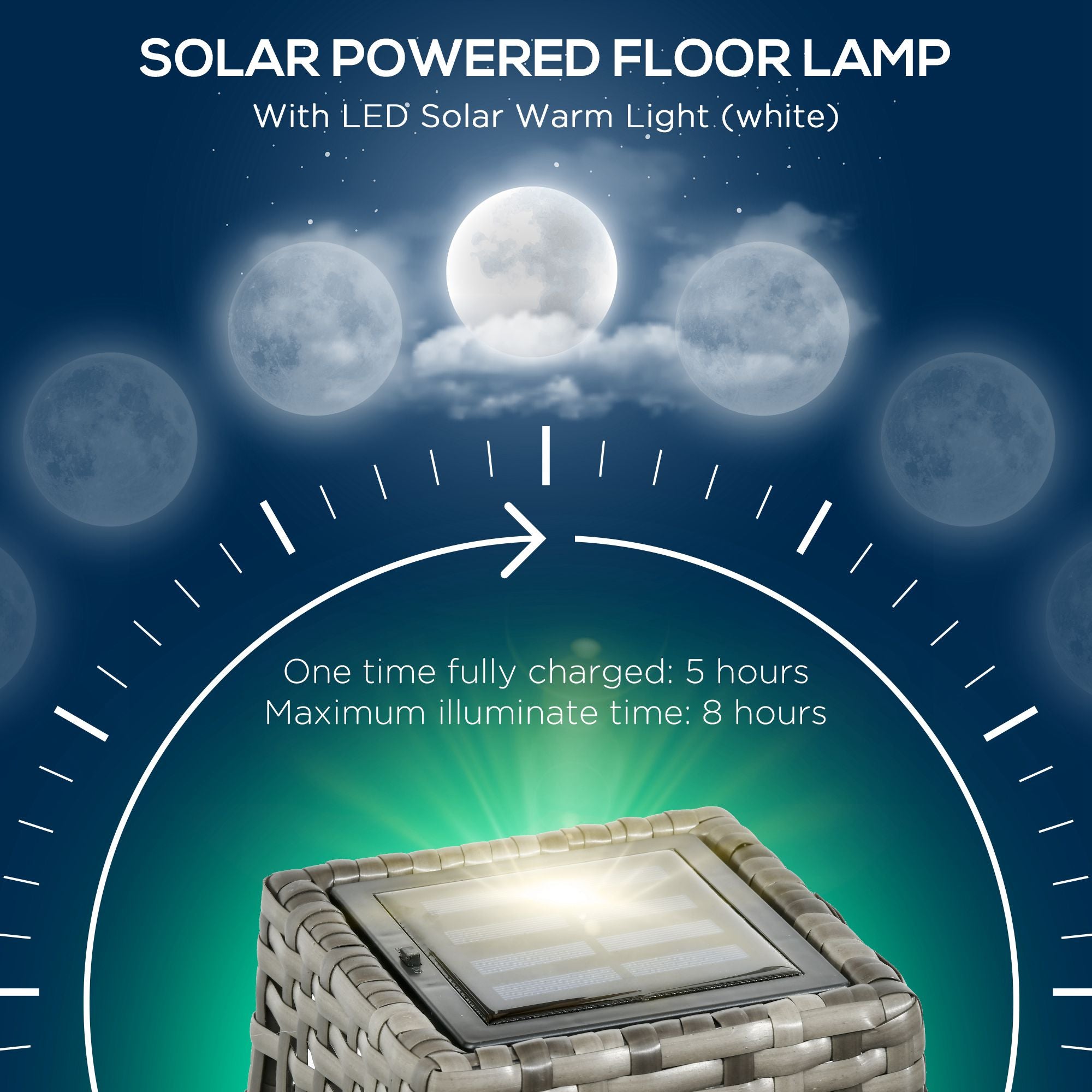 Wicker Solar Floor Lamp