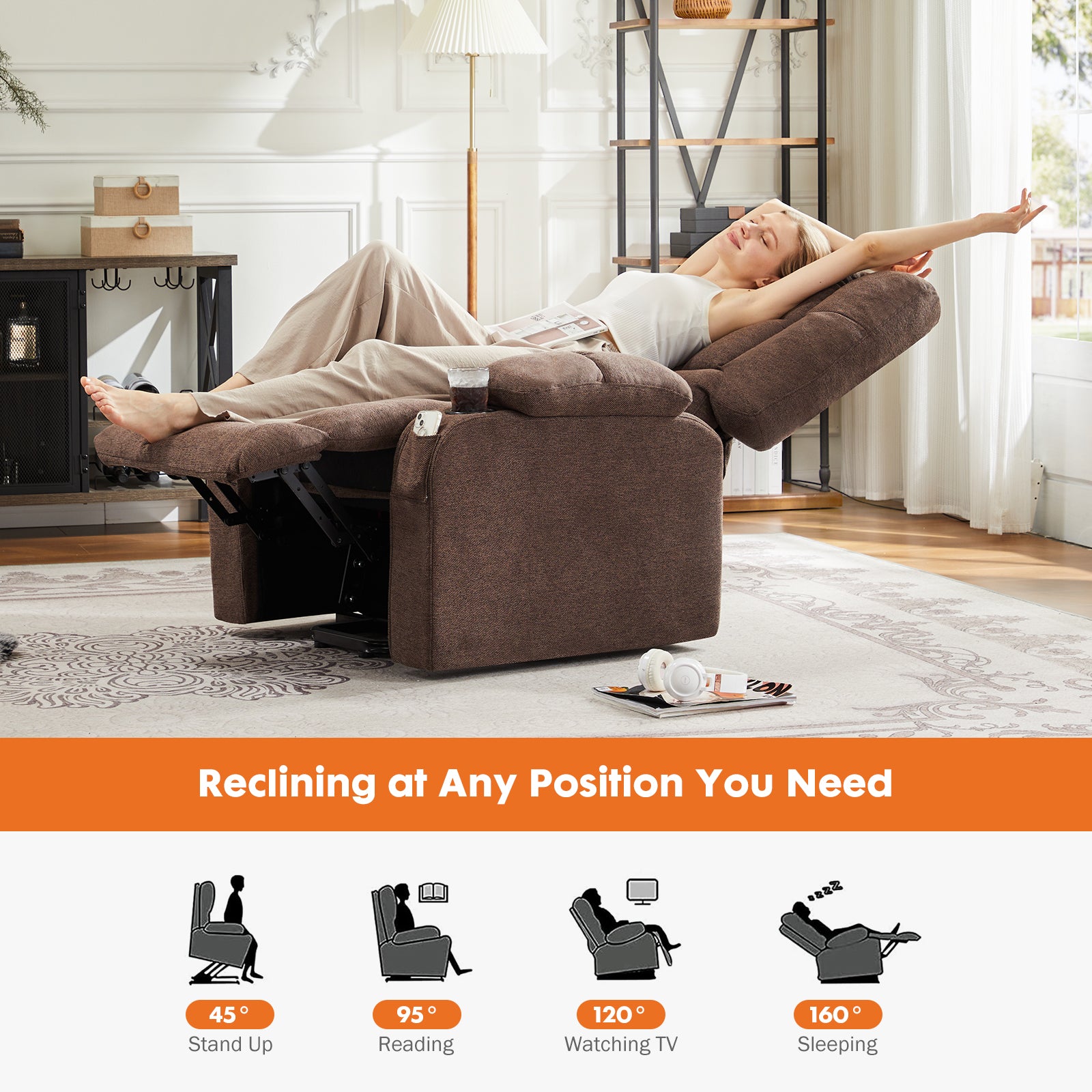 Brown Reclining Sofa