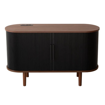 Fralimk Sideboard Buffet-Schrank mit Stauraum, moderner gerillter Stauraum-Schrank für das Esszimmer, Tambourtür-Konsolentisch für das Wohnzimmer, Büroschrank oder TV-Ständer, Akzent-Sideboard-Schrank