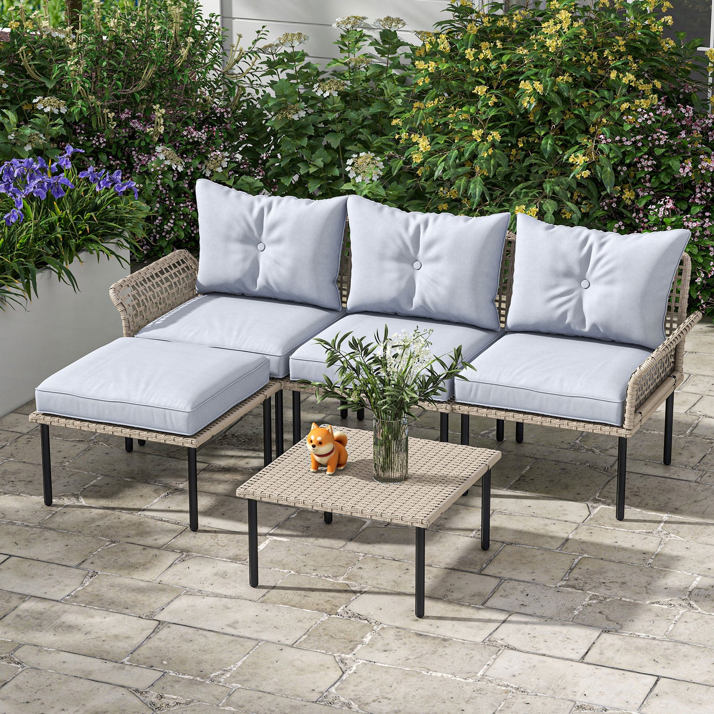 5-teiliges Terrassenmöbel-Set mit Sofa