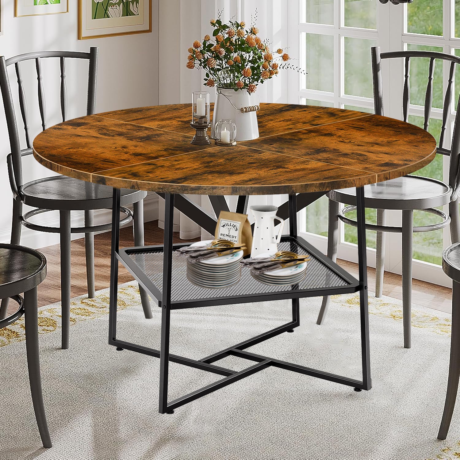 Black Round Dining Table