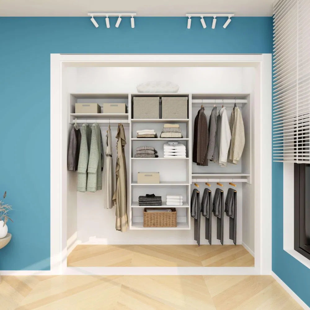 Livelylodge Modulares Kleiderschrank - Freistehender Weißer Schrank mit Geräumigen Stauraumregalen und Kleiderstangen 70,86"B x 16,04"T x 70,86"H