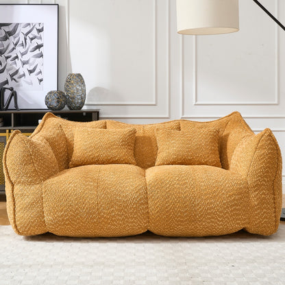 Komprimierter Plüsch-Sitzsack-Sofa-Couch – Mit Hochfestem Schaumstoff Gefüllt, Ultra-Weiches Bouclé-Loungestuhl für Eine oder Zwei Personen, Gemütliches Wohnzimmer-Sitzmöbel zum Lesen, Spielen & Entspannen, Platzsparende Vakuumverpackung