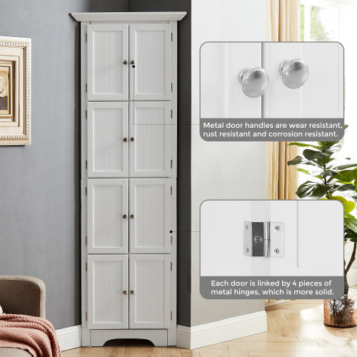 Hochschrank mit Tür und 4 Regalen, geeignet für Wohnzimmer, Küche, Büro, Schlafzimmer, Badezimmer, moderner Stil, weiß