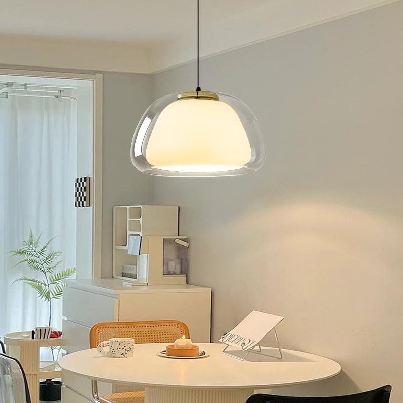 Eingangsrestaurant Bar Kreatives Schlafzimmer Creme-Stil Einarmige Doppelschichtige Glasleuchter