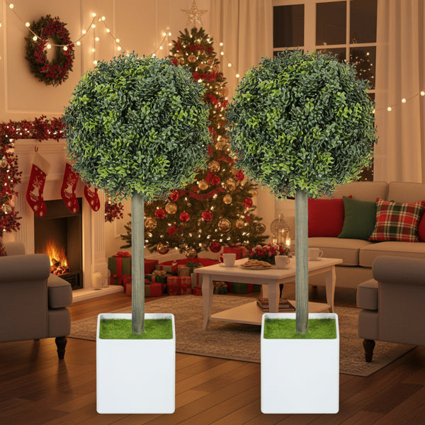 2er-Set Künstlicher Baum Attraktive Pflanzen Natürliche Buchsbaum-Sphären mit 114 PE-Blättern Baum für Innen- und Außenbereich Feiertage Wohnzimmer Zuhause Büro Dekoration FBA-Versand