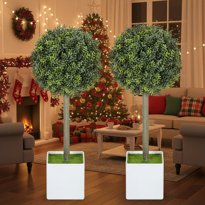 2er-Set Künstlicher Baum Attraktive Pflanzen Natürliche Buchsbaum-Sphären mit 114 PE-Blättern Baum für Innen- und Außenbereich Feiertage Wohnzimmer Zuhause Büro Dekoration FBA-Versand