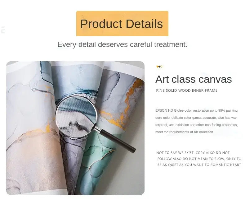 DecorBites™ blue beach cabin forest canvas wall art with abstract marble patterns in soft blues, grays, and warm golds