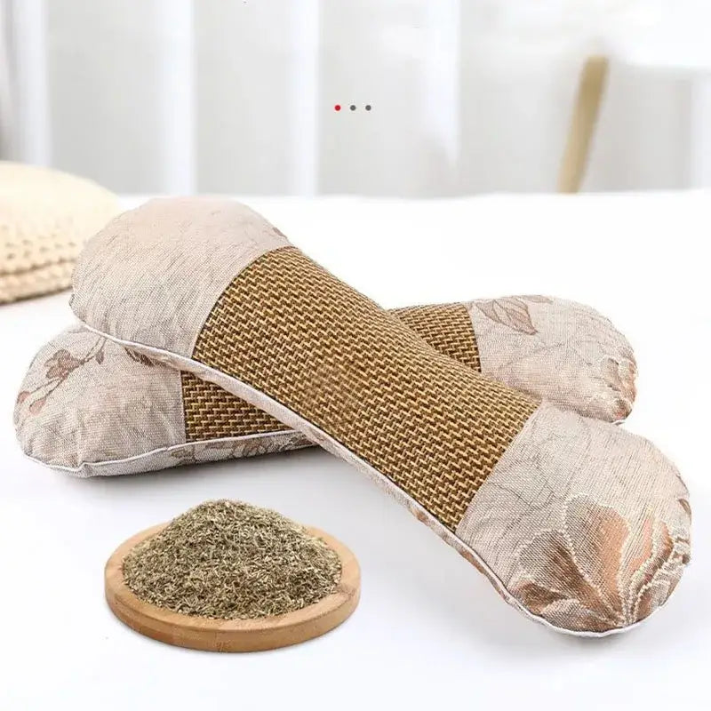 Beige and brown woven fabric footrests with floral embroidery for decorbites cooling neck pillow bedroom support