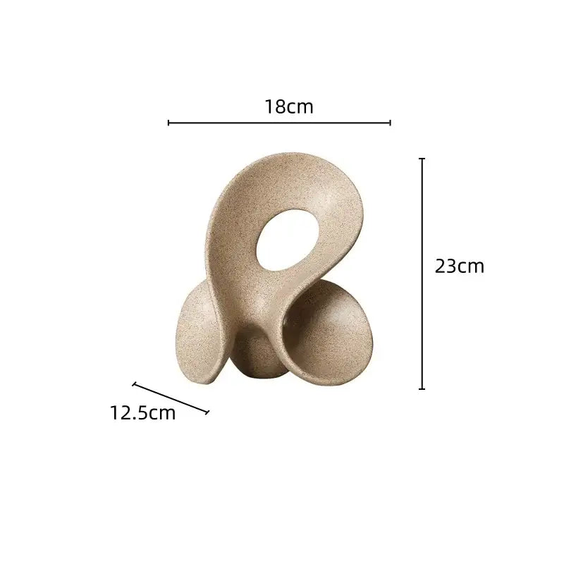Beige ceramic coral hollow sculpture with flowing organic curves and central oval opening for living room decorbites coral hollow decor