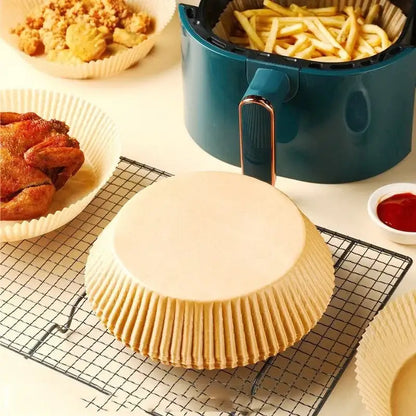 Beige pleated paper baking cup with smooth glossy top surface for decorbites air fryer paper liner 50pcs set