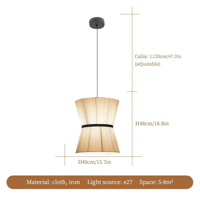 Beige tapered cocoon cloth chandelier kitchen pendant light with woven fabric shade and black metal accents decorbites cocoon cloth