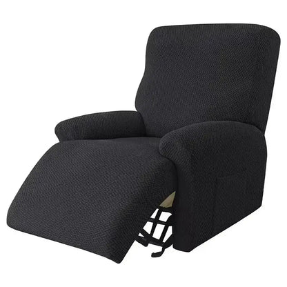 Black textured fabric recliner cover with subtle herringbone pattern for sofa cover and accent chairs use