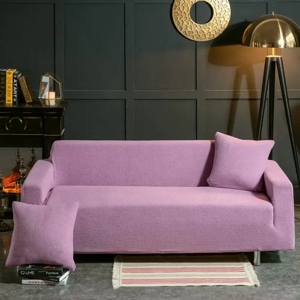 Purple textured sofa cover with matching pillow by decorbites 3d quilted for living room sofa cover decor