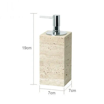 Beige travertine marble soap dispenser with sleek chrome pump from decorbites beige travertine bathroom accessories set