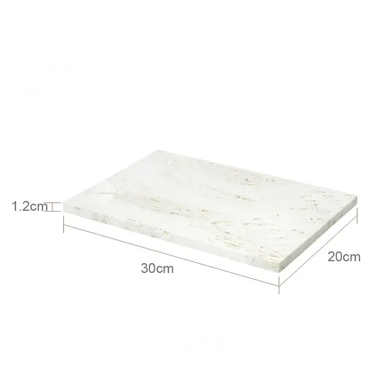 Beige travertine marble bathroom set featuring a rectangular white marble slab with gray veining by decorbites travertine marble