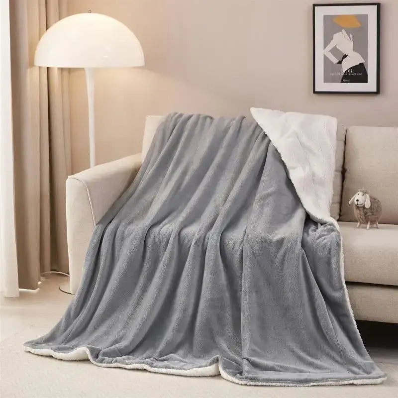 Beige and white sherpa twin blanket with soft textured exterior and cozy sherpa lining by decorbites cozy sherpa