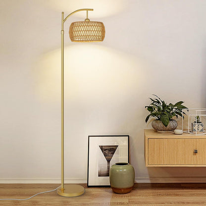 Stehleuchte mit 3 Farbtemperaturen, LED-Gold-Stehleuchte mit Fernbedienung & stufenlos dimmbare Birne,