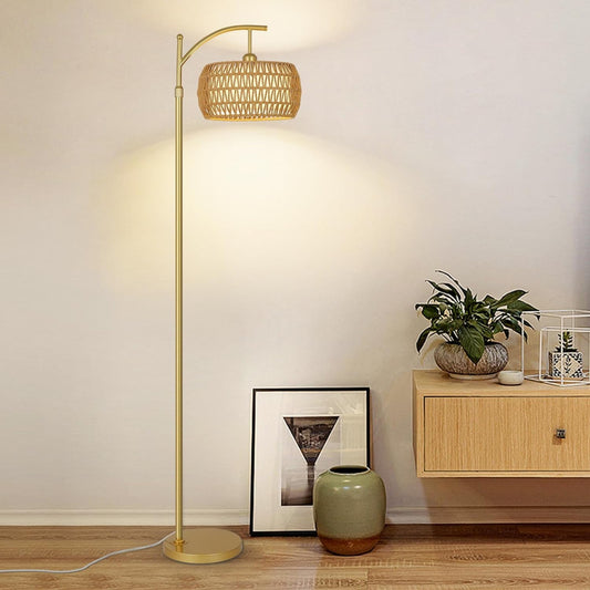Stehleuchte mit 3 Farbtemperaturen, LED-Gold-Stehleuchte mit Fernbedienung & stufenlos dimmbare Birne,