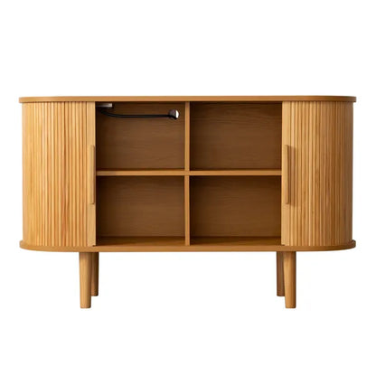 Fralimk Sideboard Buffet-Schrank mit Stauraum, moderner gerillter Stauraum-Schrank für das Esszimmer, Tambourtür-Konsolentisch für das Wohnzimmer, Büroschrank oder TV-Ständer, Akzent-Sideboard-Schrank
