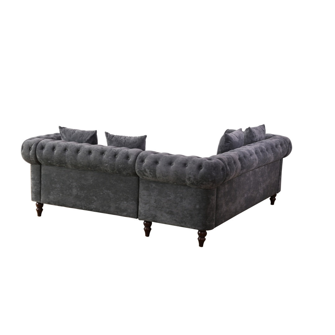 Schwarzes Flanell 2-teiliges Sofa-Set für das Wohnzimmer