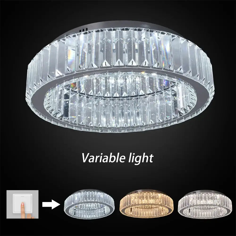 Big crystal round led dimmable chandelier with circular crystal design and sleek metallic frame for living room decorbites big crystal