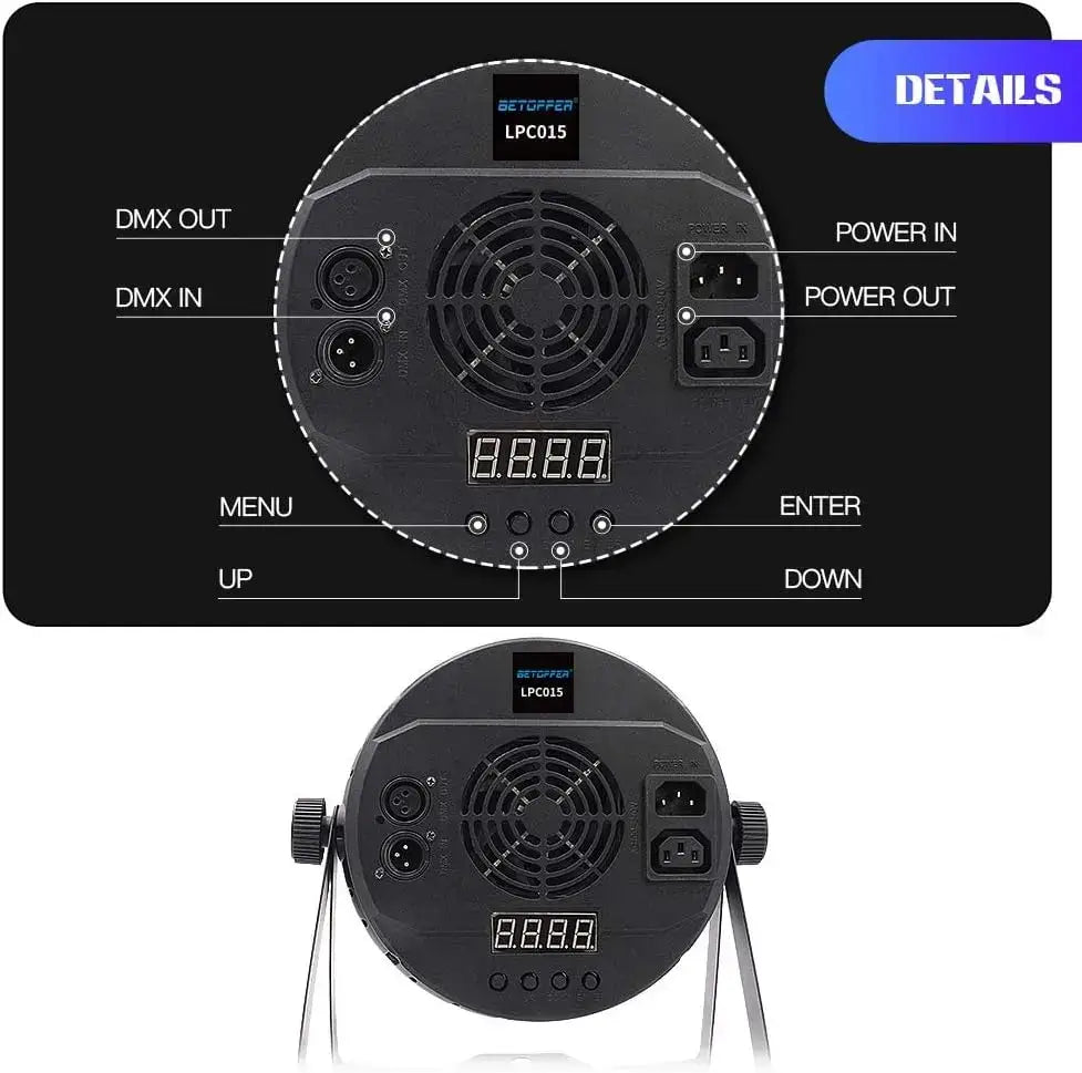Black bettoffer lpc015 led light with circular design and fan grille shown from back side for decorbites big dipper stage decor