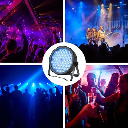 Black circular led stage light with bright blue bulbs in grid pattern for decorbites big dipper party room decor set of 4