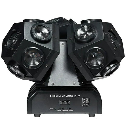 Black 18x10w rotating moving head light with multiple spotlight heads and digital display panel for stage and bar use