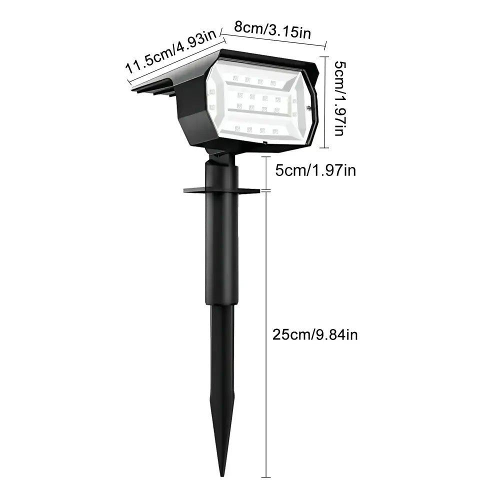 Black 20leds rgb solar landscape spotlight with rectangular led panel and pointed stake for garden decorbites 20leds rgb use