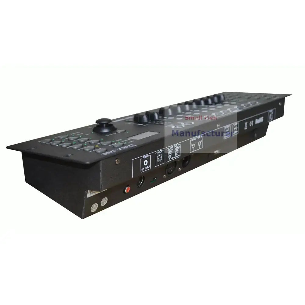 Black 240c dmx controller with joystick and multiple knobs for stage and party lighting control panel use