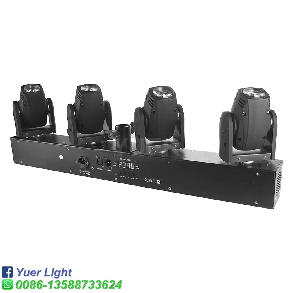 Black 4 head rgbw mini moving head light bar with sleek industrial design and side control panel for bar and stage use