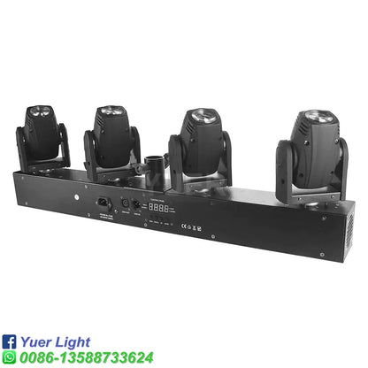 Black 4 head rgbw mini moving head light bar with sleek industrial design and side control panel for bar and stage use