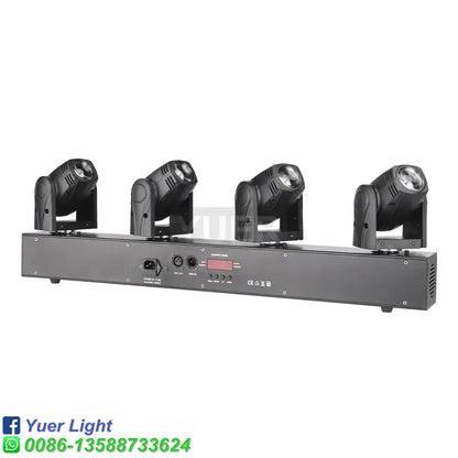Black 4 head rgbw mini moving head light bar featuring digital display and control panel for bar and stage use