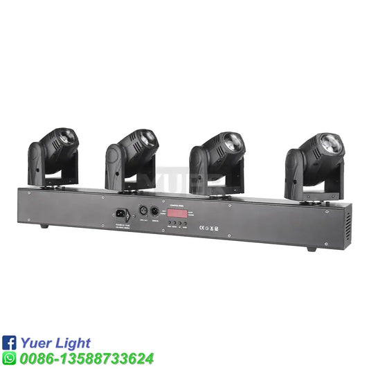 Black 4 head rgbw mini moving head light bar featuring digital display and control panel for bar and stage use