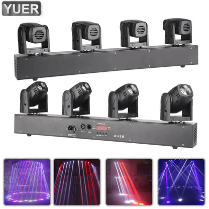 Black 4 head rgbw mini moving head light bar with eight spotlights for bar and stage lighting use