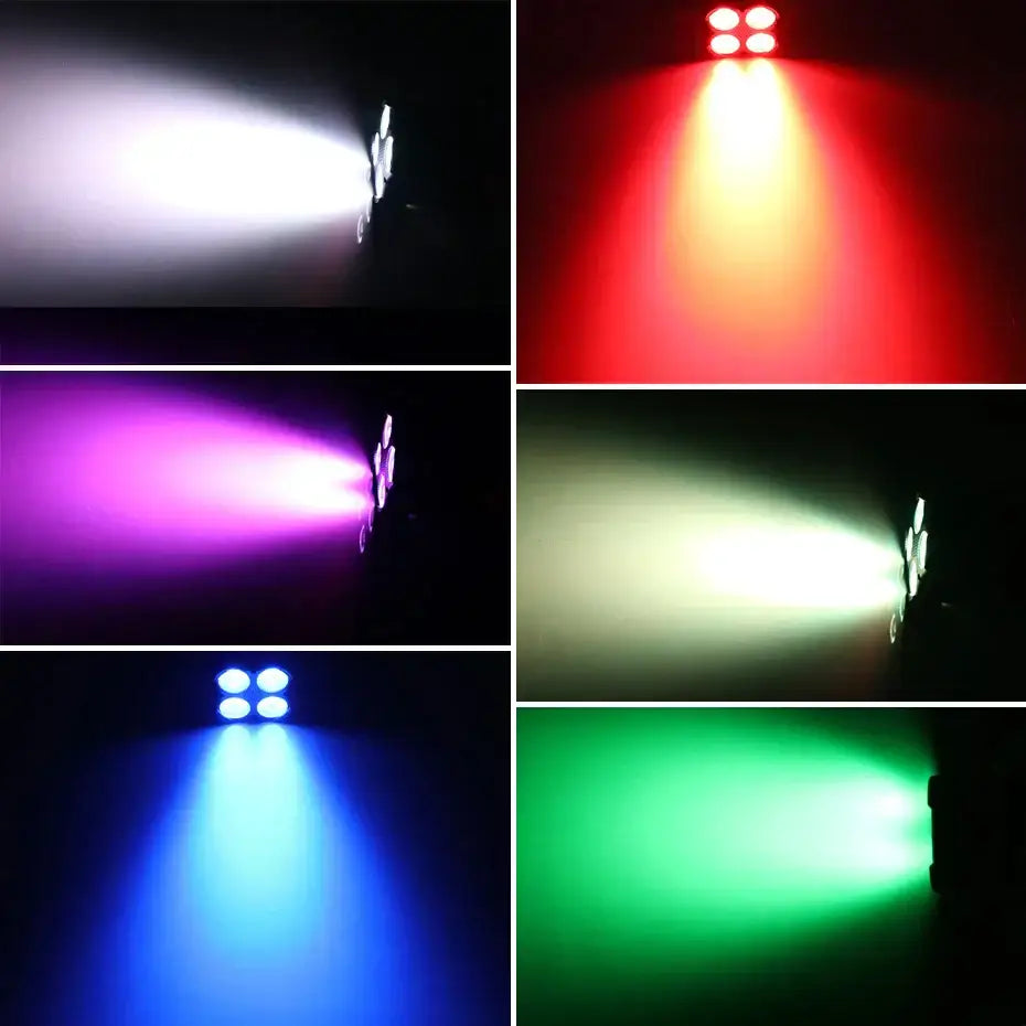 Black 4x8w mini rgbw led stage par light with four bright white red purple blue and green bulbs for party and dj events