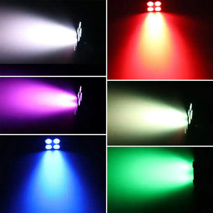 Black 4x8w mini rgbw led stage par light with four bright white red purple blue and green bulbs for party and dj events