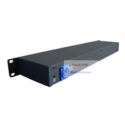 Black 8 way stage lighting signal splitter with blue circular input port for stage lighting effect and living room use
