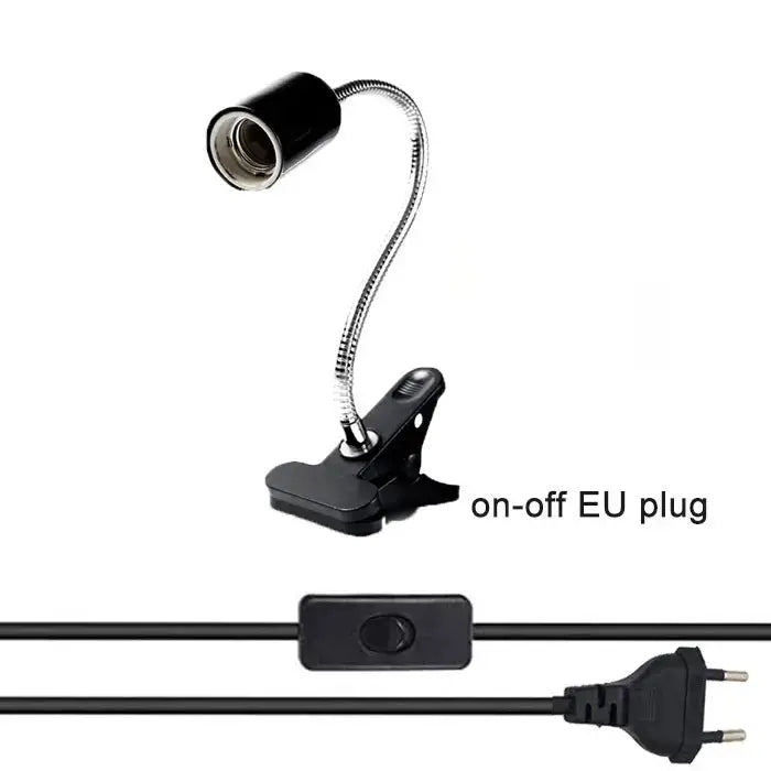 Black adjustable gooseneck clip lamp holder with flexible neck and EU plug for bedroom desk lighting by decorbites adjustable gooseneck