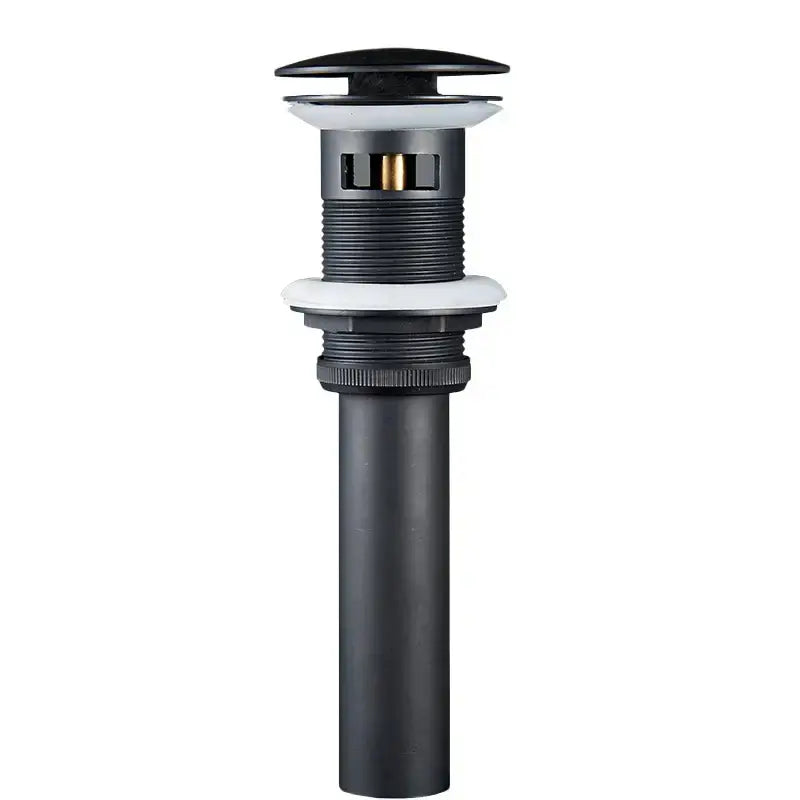 Black matte-finish sink drain with white plastic rings for decorbites brushed nickel faucet bathroom stopper