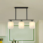 Decorbites black metal frame pendant light with three cream glass frosted pendant lights for island lamp use