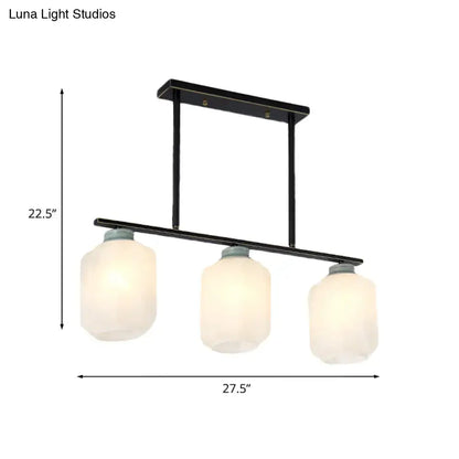 DecorBites black cream glass pendant light with three frosted shades and antique suspension for island lamp use
