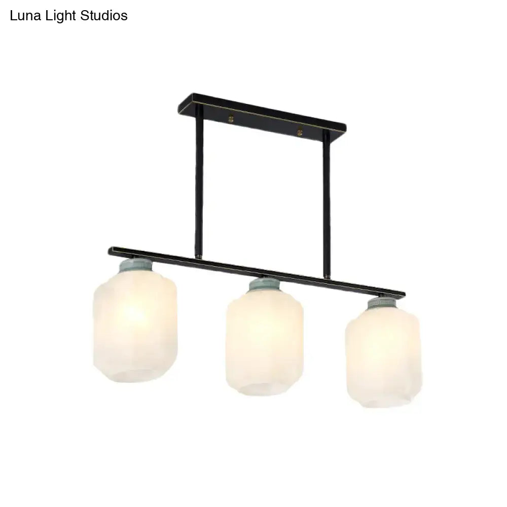DecorBites black cream glass pendant light with three frosted shades and antique suspension for island lamp use