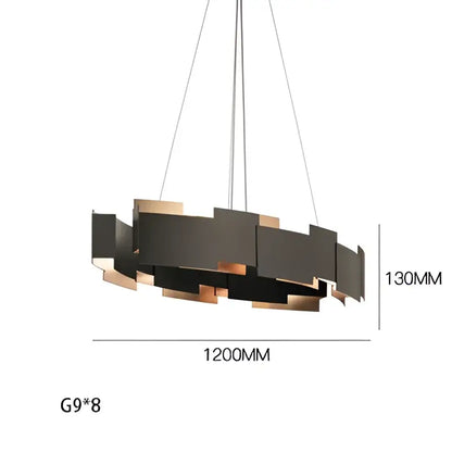 Modern black and gold geometric ceiling chandelier with layered design for living room decorbites black Scandinavian style