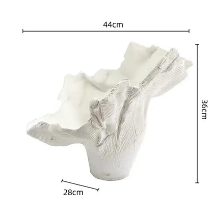 White ceramic irregular resin flower vase with sculpted ridges and rough texture for decorbites irregular resin decor