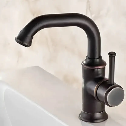 Black antique brass basin faucet with matte black finish curved spout and single lever handle by decorbites black antique