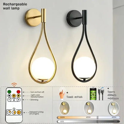DecorBites black battery operated wall sconces with teardrop design and usb type-c remote control for easy use