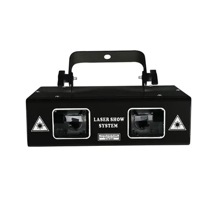 Black rectangular beam stroboscope laser with two projection units and handle for laser music light at parties